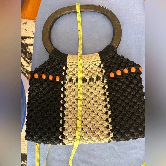 Handmade Black and Beige Crochet Bag - Picture 7 of 7